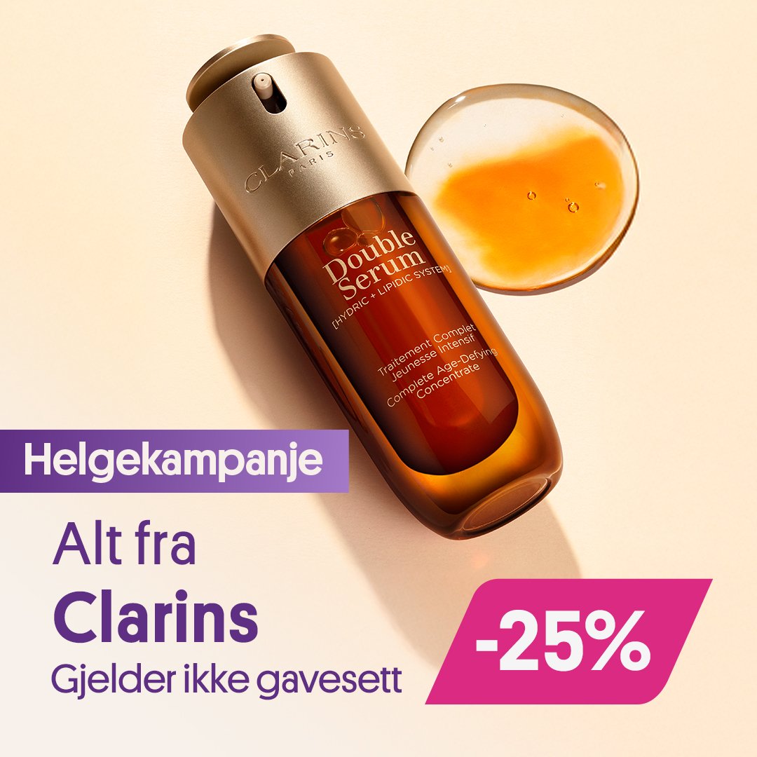 Alt fra Clarins -25%. Gjelder ikke gavesett