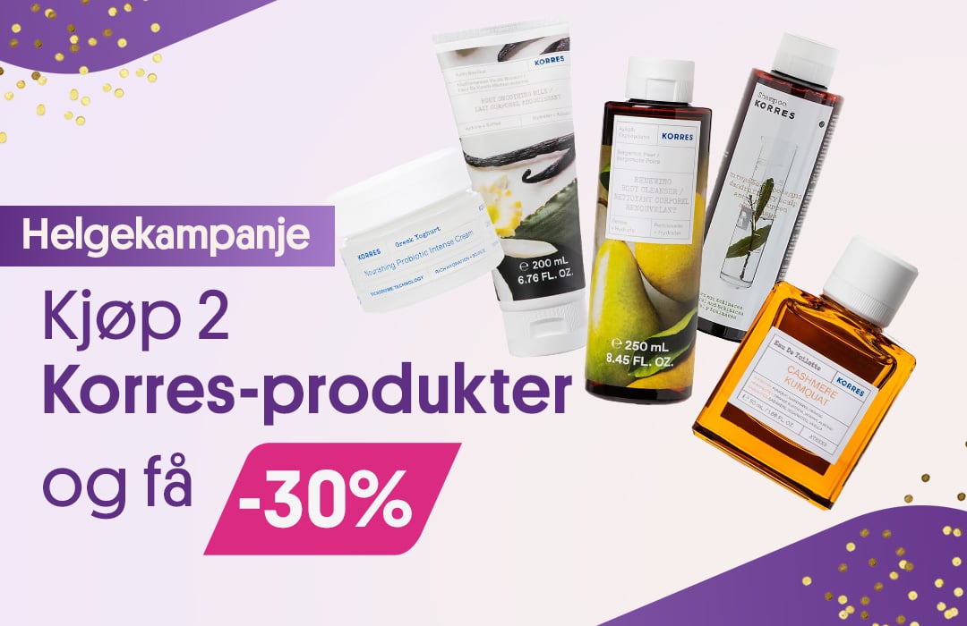 Kjøp 2 produkter fra Korres og få 30%