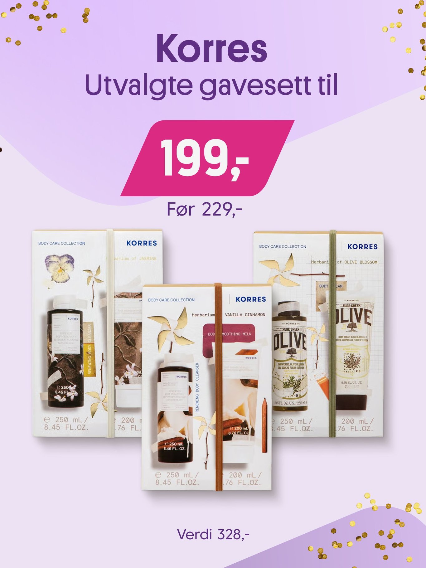 Korres julegavesett utvalgte gavesett 119, før 229,-