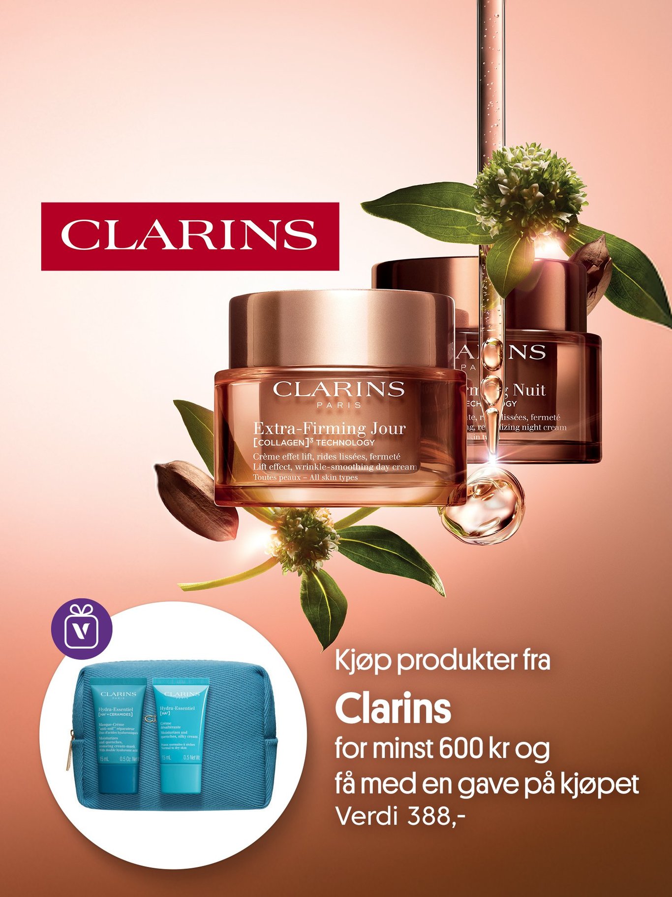 Clarins. Handle Clarins for 600kr eller mer og få med en gave på kjøpet, Verdi 388,-