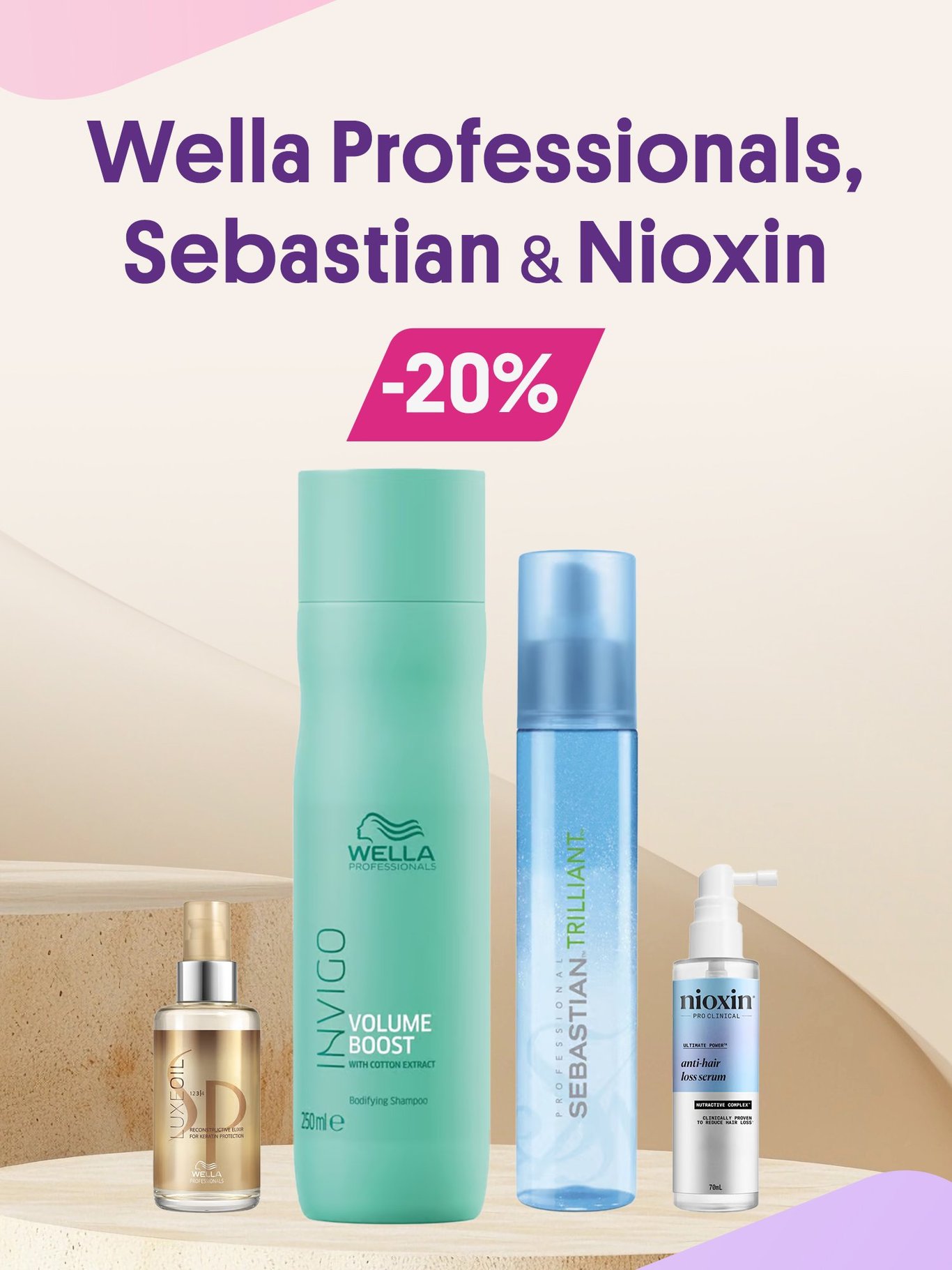 -20% på Wella professionals, Sebastian og Nioxin