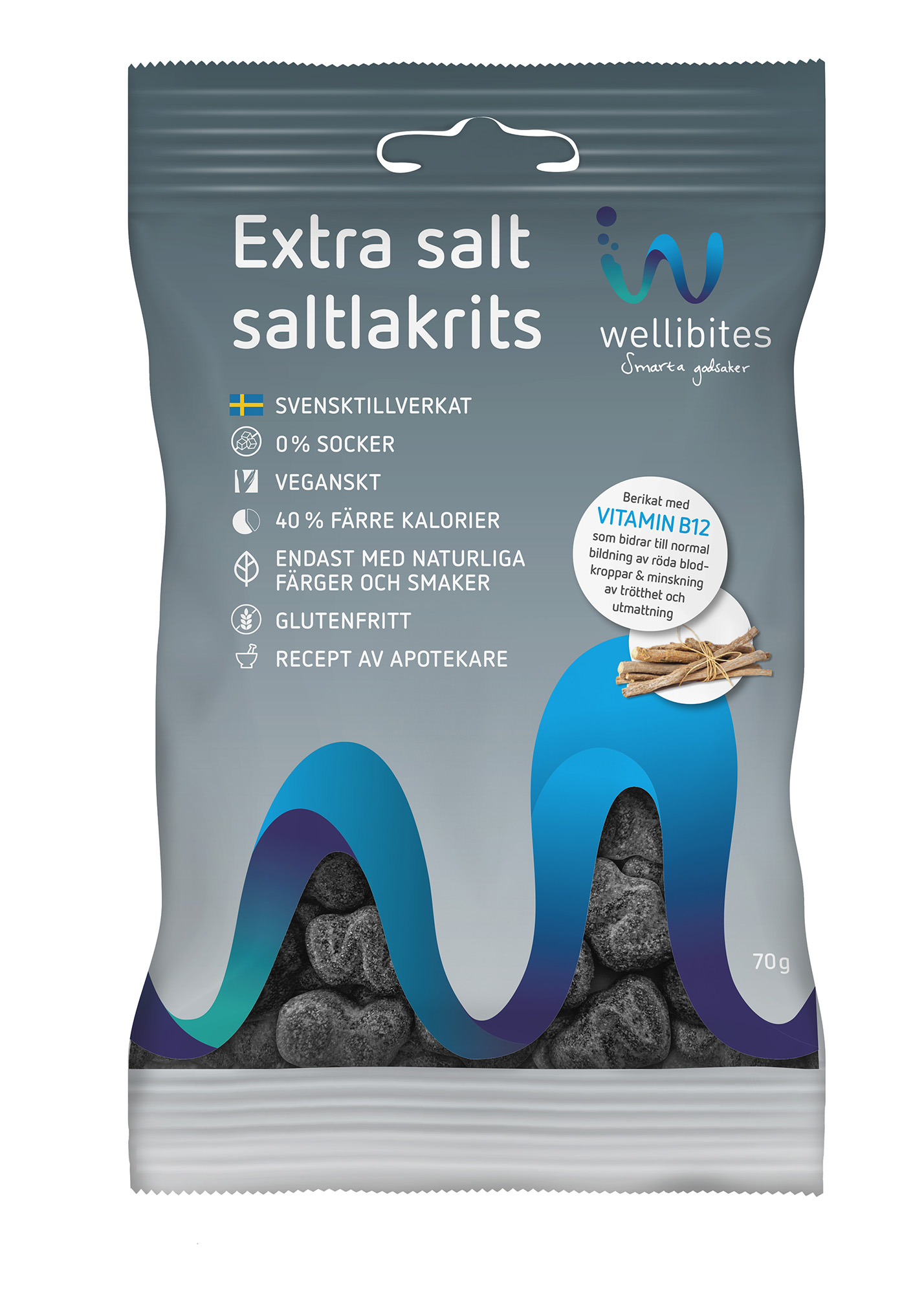 WELLIBITES EXTRA SALT SALTLAKRIS B12 | Vita.no